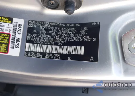 2013 Toyota Sienna Xle V6 8 Passenger from USA, damaged, VIN 5TDYK3DC4DS374245